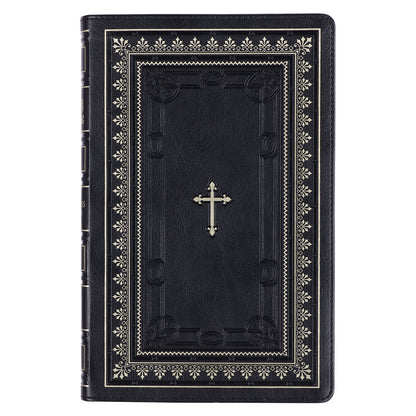 Black Framed Faux Leather King James Version Deluxe Gift Bible with Thumb Index - The Christian Gift Company