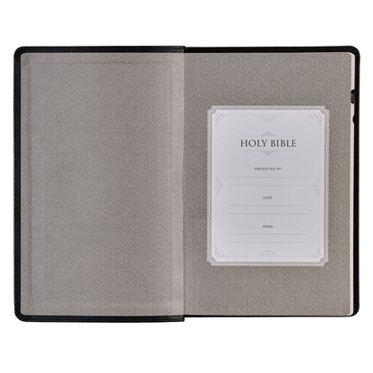 Black Framed Faux Leather King James Version Deluxe Gift Bible with Thumb Index - The Christian Gift Company