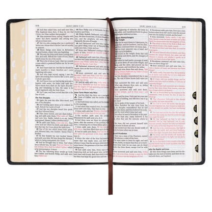 Black Framed Faux Leather King James Version Deluxe Gift Bible with Thumb Index - The Christian Gift Company