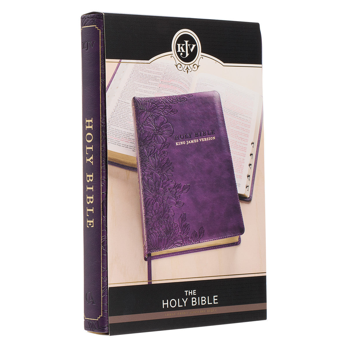 Purple Floral Faux Leather Large Print Thinline King James Version Bible with Thumb Index - The Christian Gift Company