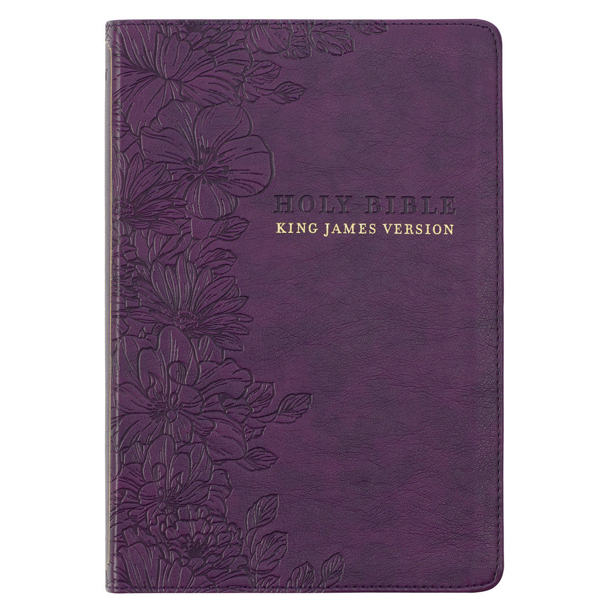 Purple Floral Faux Leather Large Print Thinline King James Version Bible with Thumb Index - The Christian Gift Company