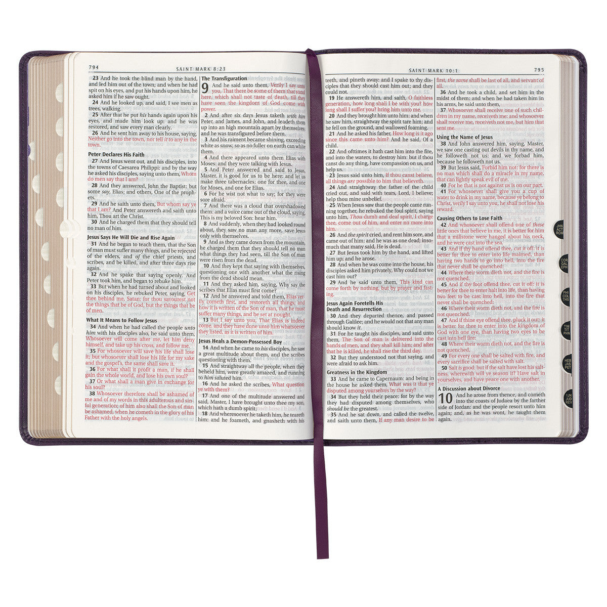 Purple Floral Faux Leather Large Print Thinline King James Version Bible with Thumb Index - The Christian Gift Company