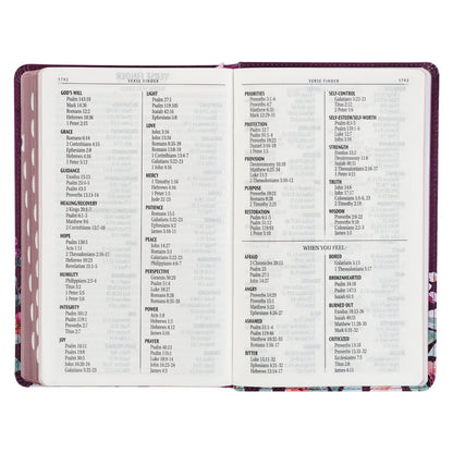 Purple Floral Faux Leather Giant Print Standard-size King James Version Bible with Thumb Index - The Christian Gift Company