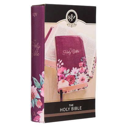 Purple Floral Faux Leather Giant Print Standard-size King James Version Bible with Thumb Index - The Christian Gift Company