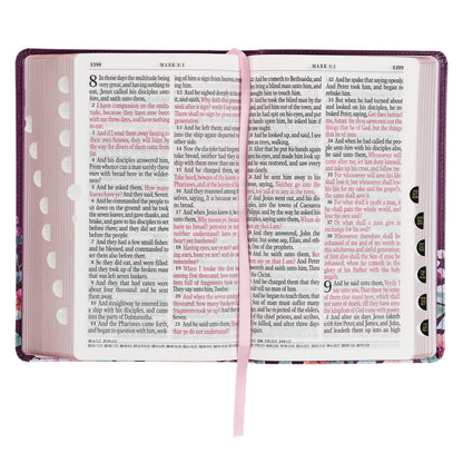 Purple Floral Faux Leather Giant Print Standard-size King James Version Bible with Thumb Index - The Christian Gift Company