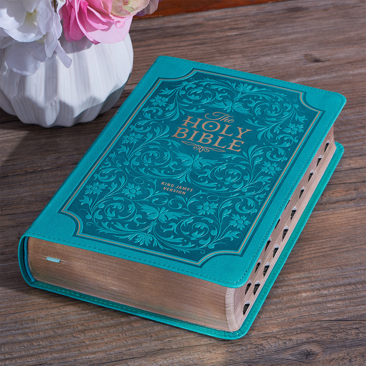 Teal Faux Leather Giant Print Standard-size King James Version Bible with Thumb Index - The Christian Gift Company