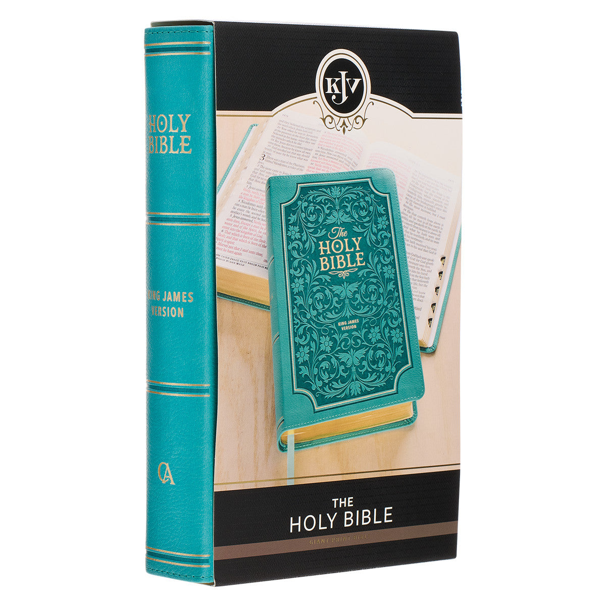 Teal Faux Leather Giant Print Standard-size King James Version Bible with Thumb Index - The Christian Gift Company