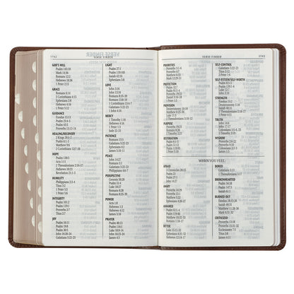 Saddle Tan and Butterscotch Faux Leather Giant Print Standard-size King James Version Bible with Thumb Indexing - The Christian Gift Company