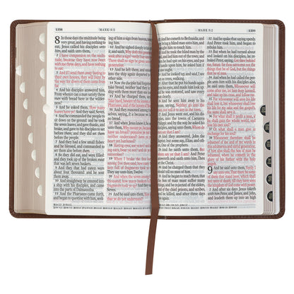 Saddle Tan and Butterscotch Faux Leather Giant Print Standard-size King James Version Bible with Thumb Indexing - The Christian Gift Company