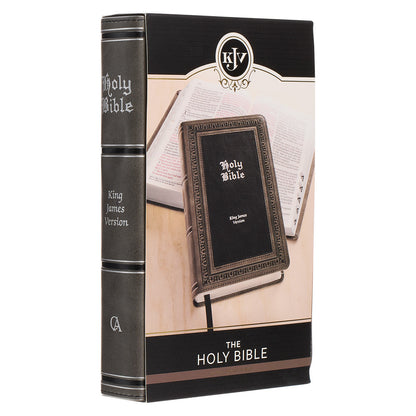 Grey and Black Faux Leather Giant Print Standard-size King James Version Bible with Thumb Index - The Christian Gift Company