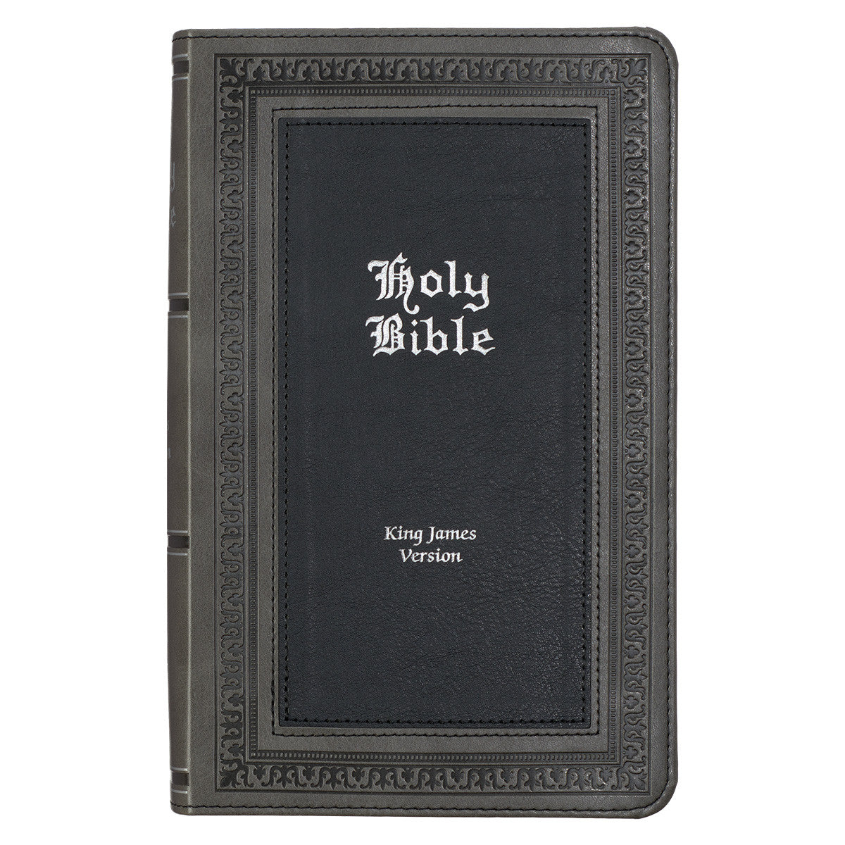 Grey and Black Faux Leather Giant Print Standard-size King James Version Bible with Thumb Index - The Christian Gift Company