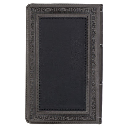 Grey and Black Faux Leather Giant Print Standard-size King James Version Bible with Thumb Index - The Christian Gift Company