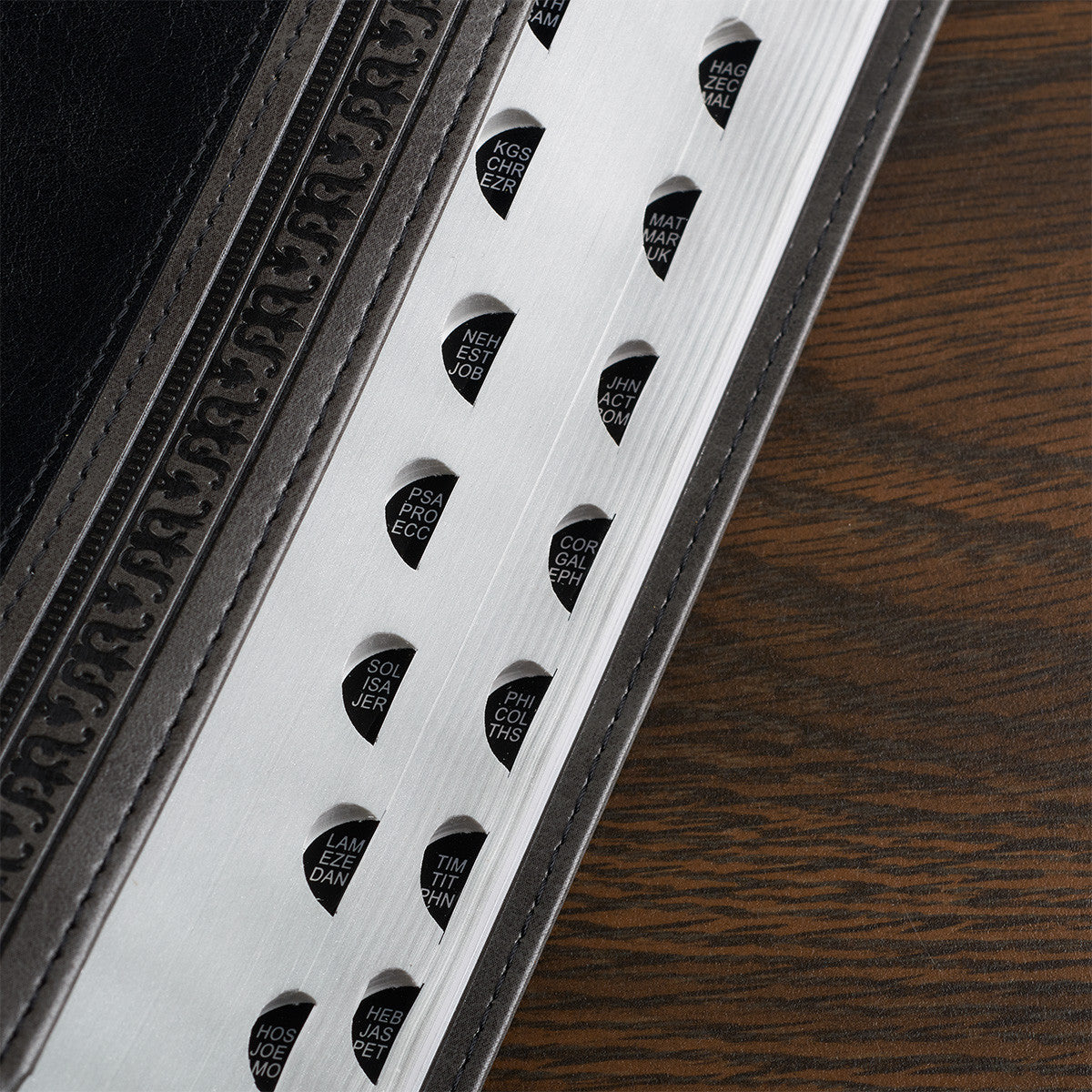 Grey and Black Faux Leather Giant Print Standard-size King James Version Bible with Thumb Index - The Christian Gift Company