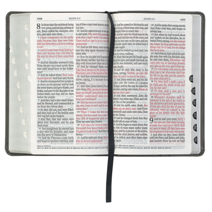 Grey and Black Faux Leather Giant Print Standard-size King James Version Bible with Thumb Index - The Christian Gift Company