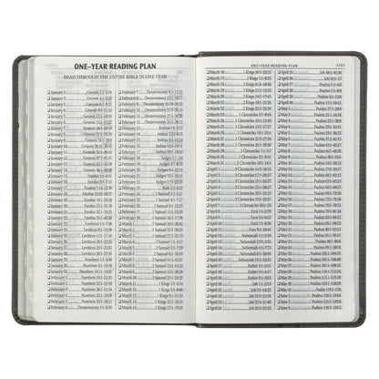 Grey and Black Faux Leather Giant Print Standard-size King James Version Bible with Thumb Index - The Christian Gift Company