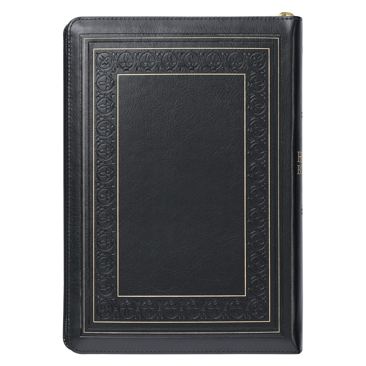 Black Framed Faux Leather Giant Print Full-size King James Version Bible with Thumb Index and Zip Closure - The Christian Gift Company