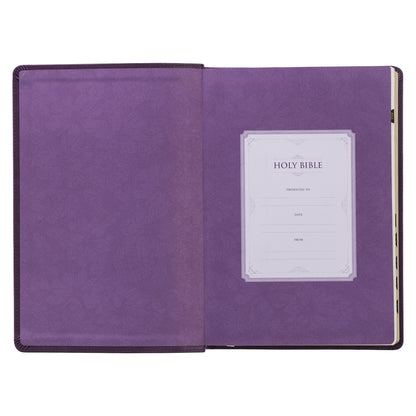 Purple Faux Leather Giant Print Full-Size King James Version Bible with Thumb Index - The Christian Gift Company