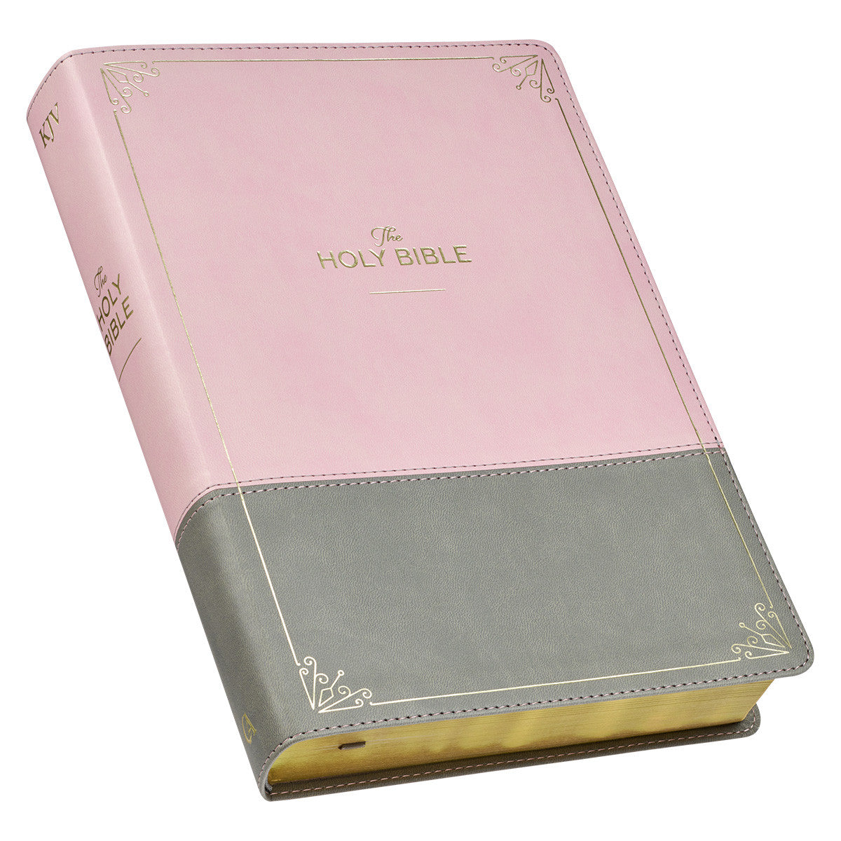 Pink and Grey Faux Leather Super Giant Print Full-size King James Version Bible with Thumb Index - The Christian Gift Company