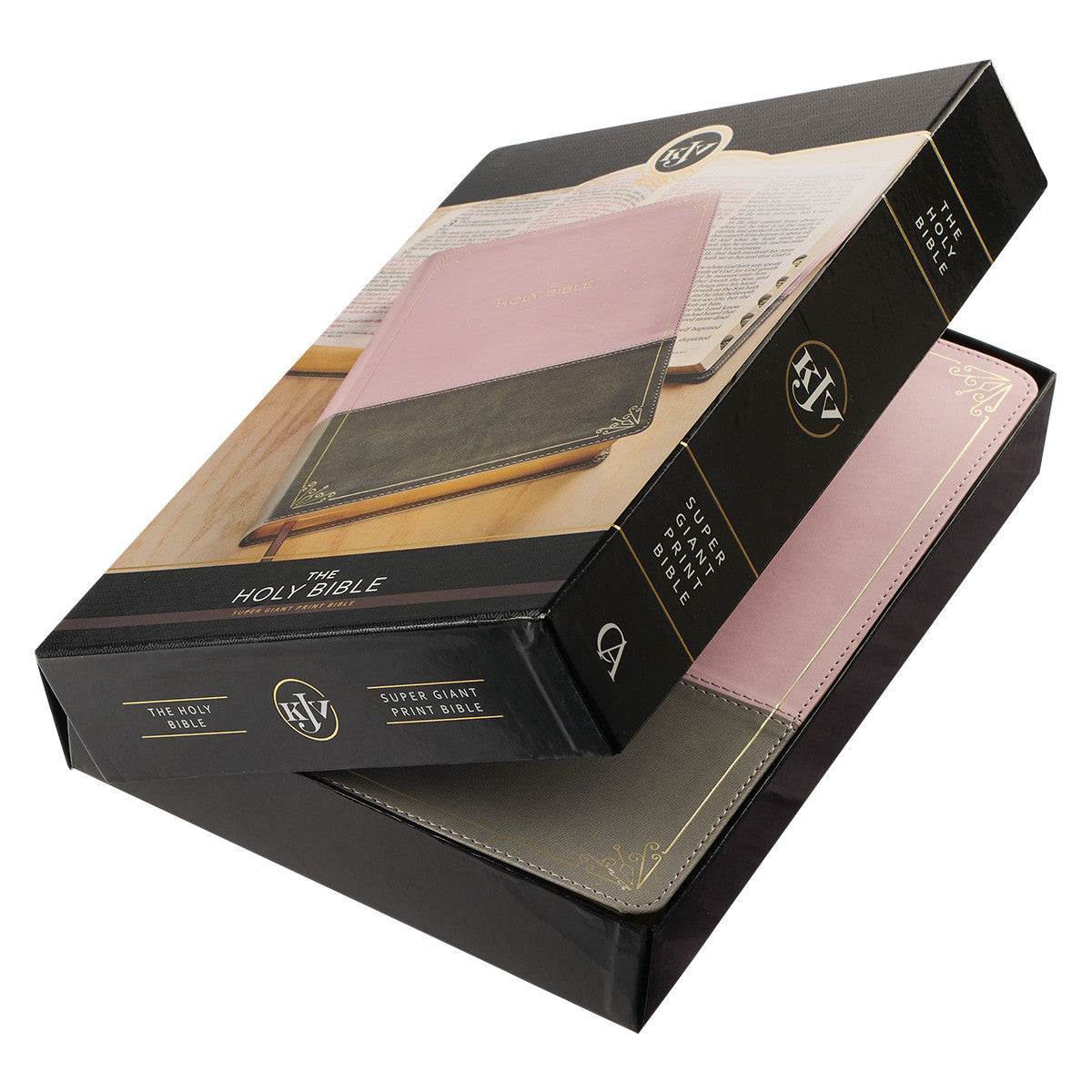 Pink and Grey Faux Leather Super Giant Print Full-size King James Version Bible with Thumb Index - The Christian Gift Company