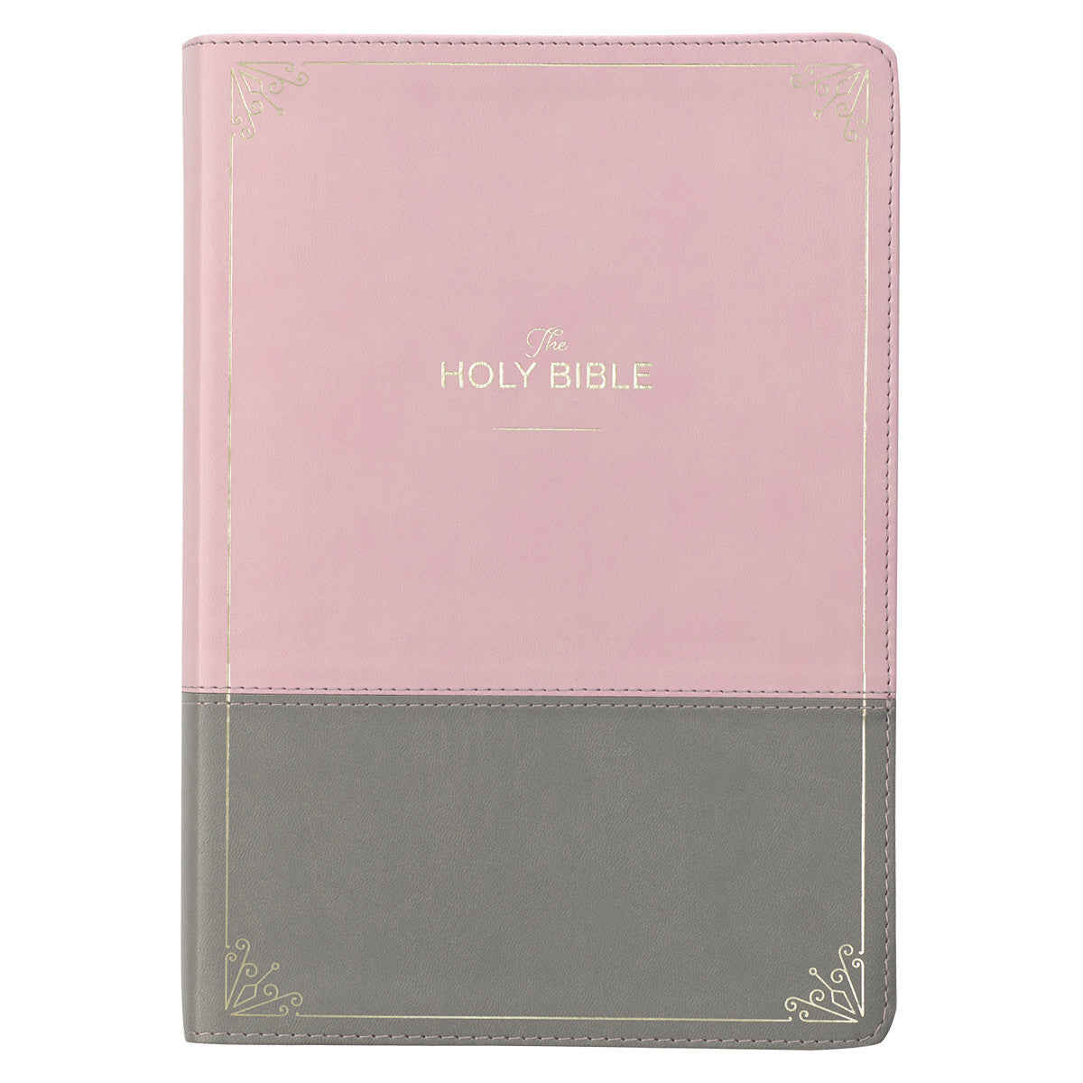 Pink and Grey Faux Leather Super Giant Print Full-size King James Version Bible with Thumb Index - The Christian Gift Company