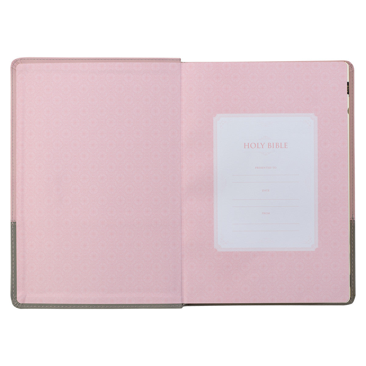 Pink and Grey Faux Leather Super Giant Print Full-size King James Version Bible with Thumb Index - The Christian Gift Company