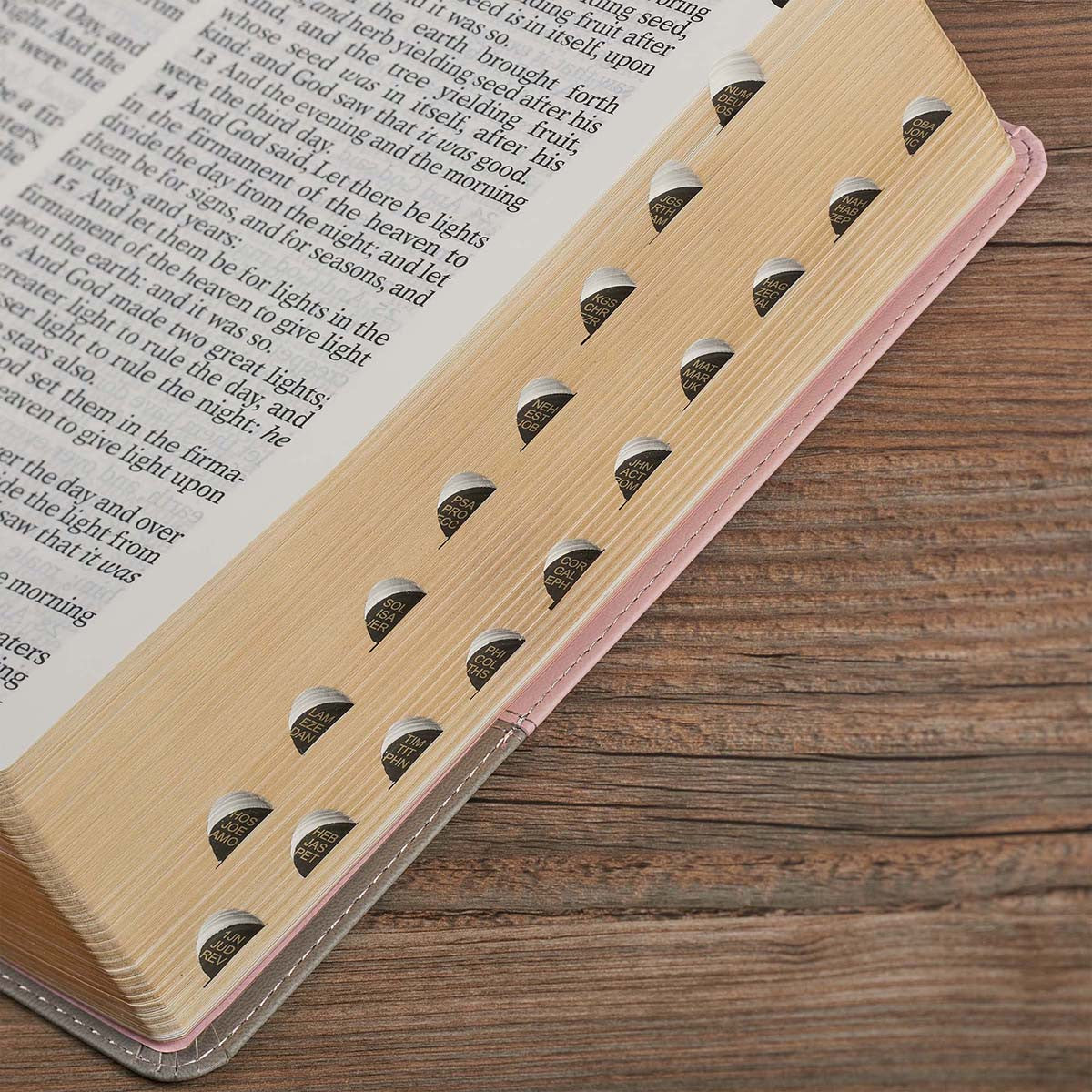 Pink and Grey Faux Leather Super Giant Print Full-size King James Version Bible with Thumb Index - The Christian Gift Company