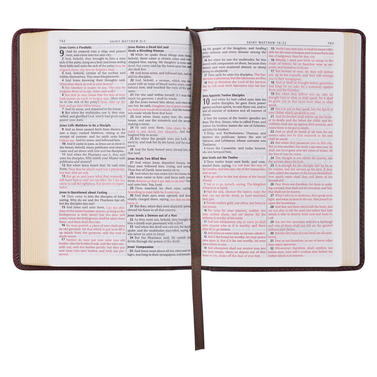 Merlot & Burgundy Two-tone Genuine Leather Compact King James Version Bible - The Christian Gift Company