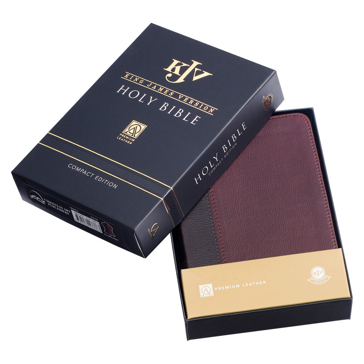 Merlot & Burgundy Two-tone Genuine Leather Compact King James Version Bible - The Christian Gift Company