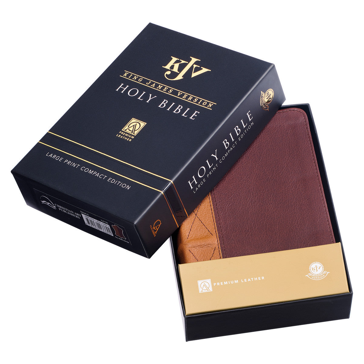 Saddle Tan and Butterscotch Genuine Leather Large Print Compact KJV Bible - The Christian Gift Company