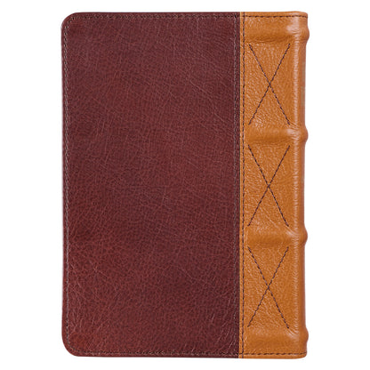 Saddle Tan and Butterscotch Genuine Leather Large Print Compact KJV Bible - The Christian Gift Company