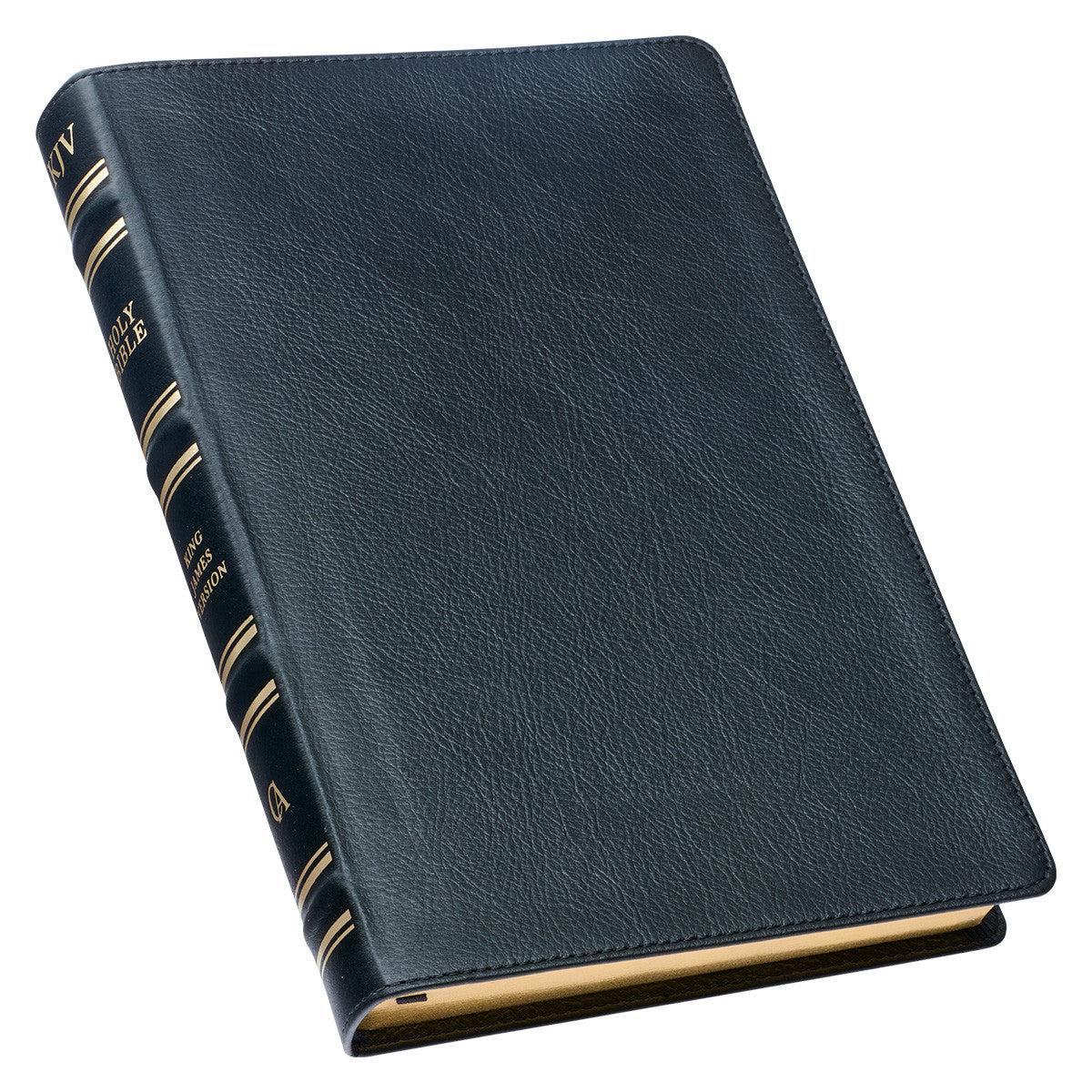 Black Genuine Leather Large Print Thinline King James Version Bible with Thumb Index - The Christian Gift Company