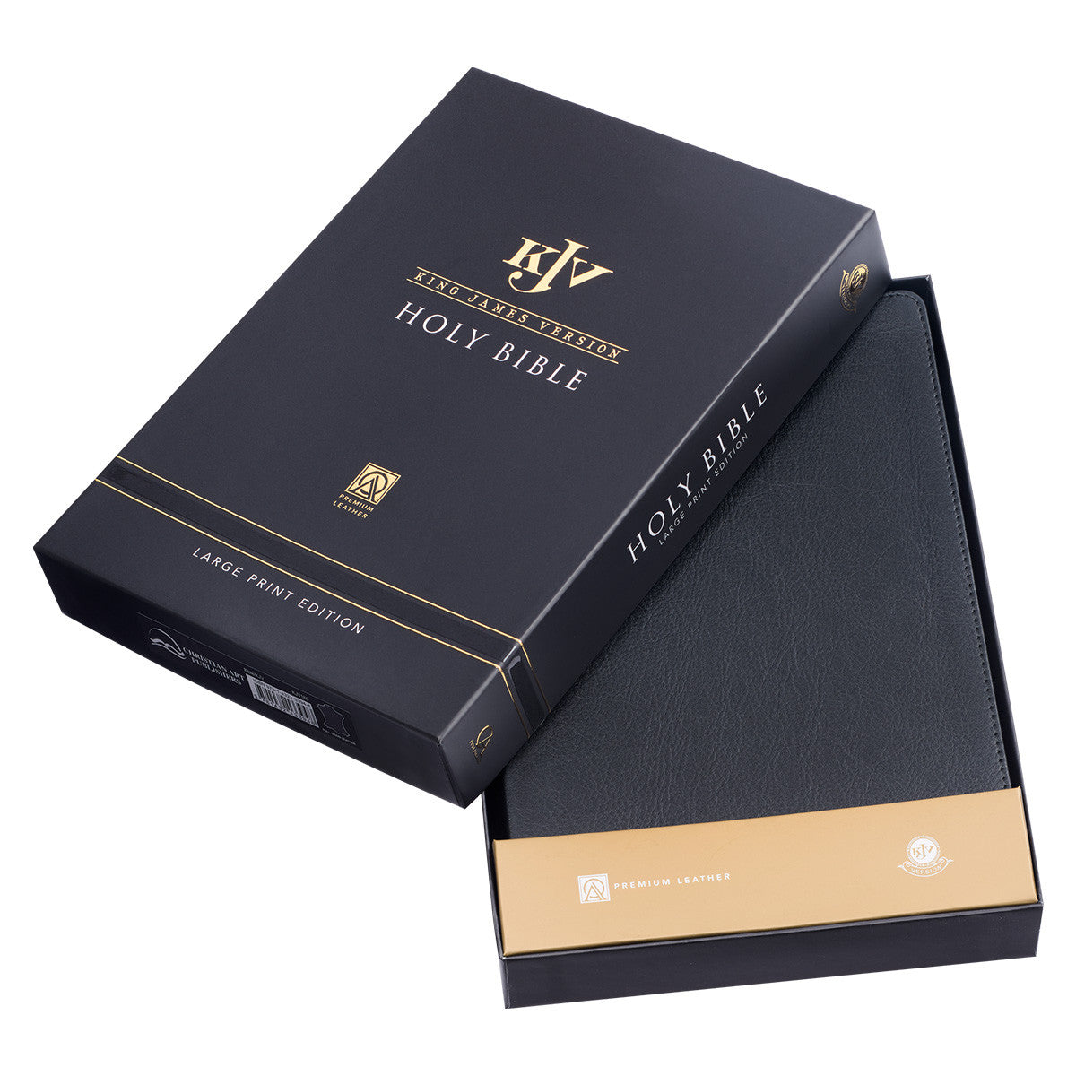 Black Genuine Leather Large Print Thinline King James Version Bible with Thumb Index - The Christian Gift Company