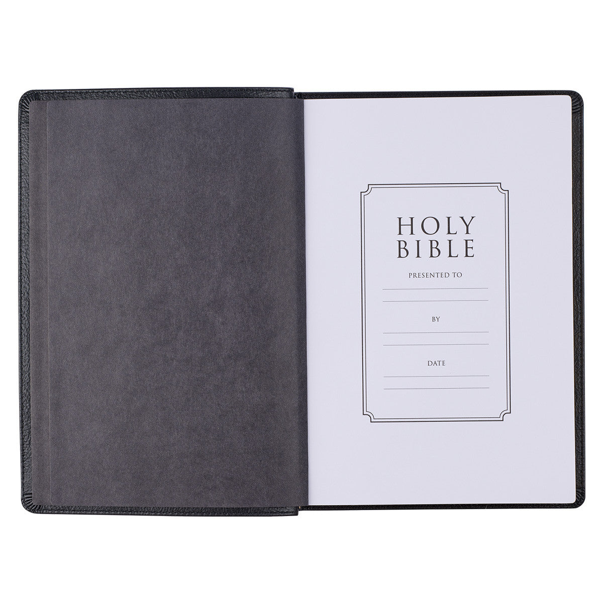 Black Genuine Leather Large Print Thinline King James Version Bible with Thumb Index - The Christian Gift Company