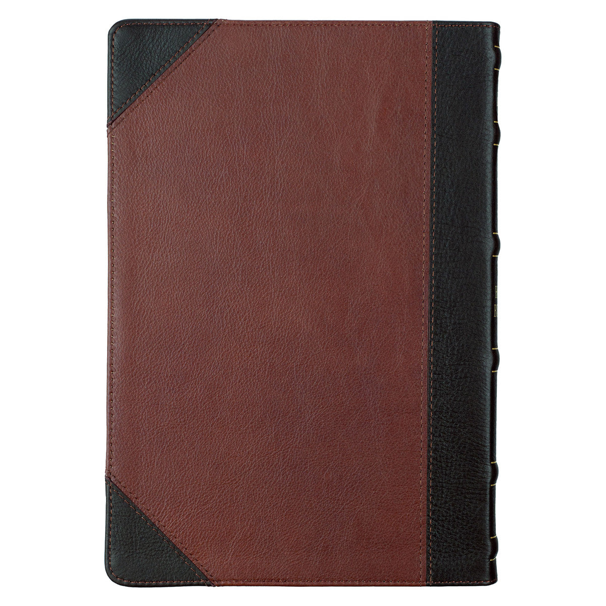 Mahogany and Saddle Tan Genuine Leather Large Print Thinline KJV Bible with Thumb Index - The Christian Gift Company