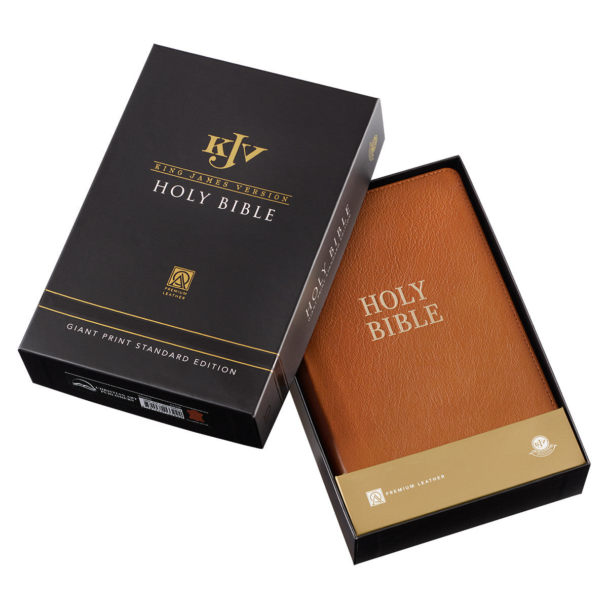 Toffee Brown Genuine Leather Giant Print King James Version Bible with Thumb Index - The Christian Gift Company