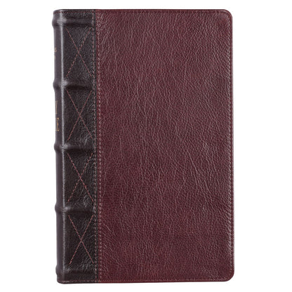 Two-tone Brown Genuine Leather Giant Print King James Version Bible with Thumb Indexing - The Christian Gift Company