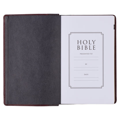 Two-tone Brown Genuine Leather Giant Print King James Version Bible with Thumb Indexing - The Christian Gift Company