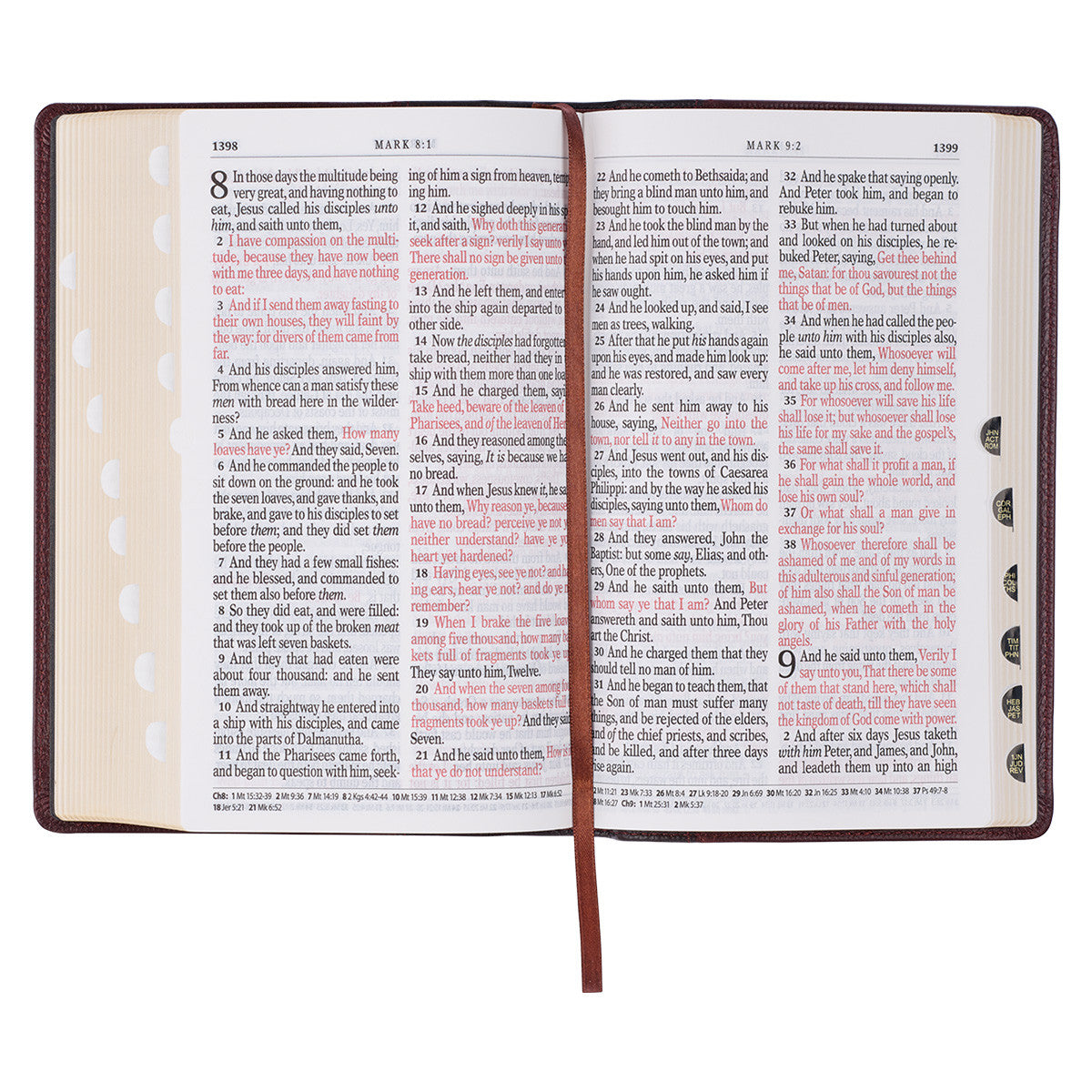 Two-tone Brown Genuine Leather Giant Print King James Version Bible with Thumb Indexing - The Christian Gift Company