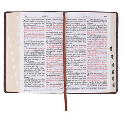 Two-tone Brown Genuine Leather Giant Print King James Version Bible with Thumb Indexing - The Christian Gift Company