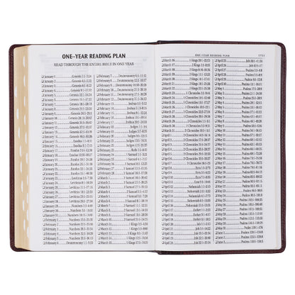 Two-tone Brown Genuine Leather Giant Print King James Version Bible with Thumb Indexing - The Christian Gift Company