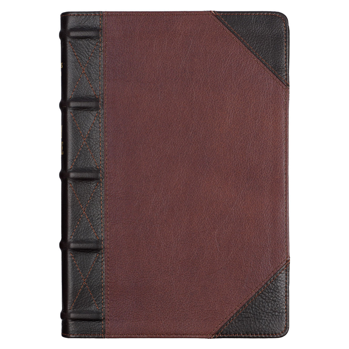 Tawny and Dark Brown Genuine Leather Giant Print King James Version Bible with Thumb Index - The Christian Gift Company