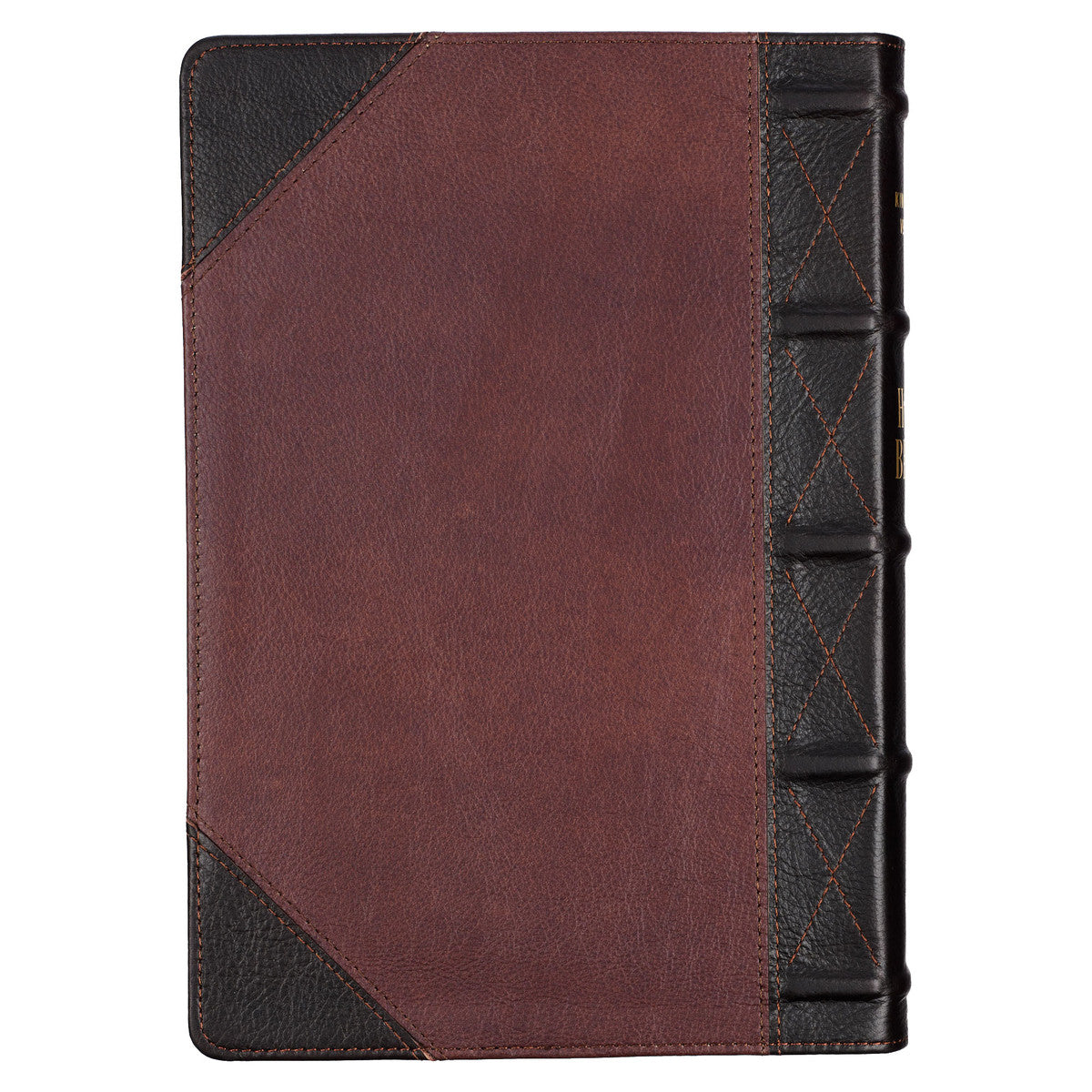 Tawny and Dark Brown Genuine Leather Giant Print King James Version Bible with Thumb Index - The Christian Gift Company