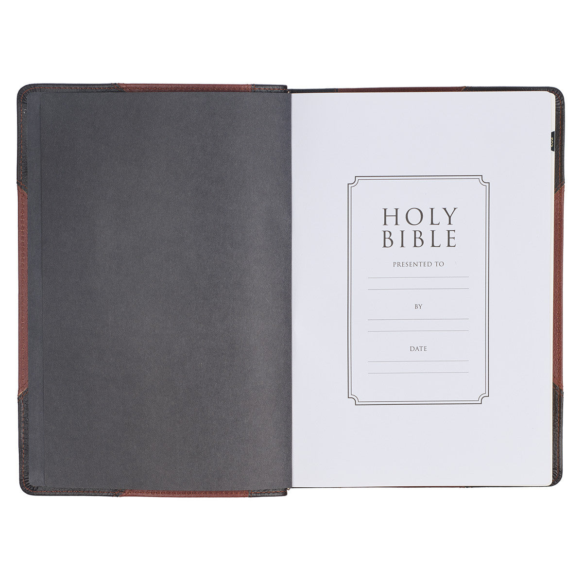 Tawny and Dark Brown Genuine Leather Giant Print King James Version Bible with Thumb Index - The Christian Gift Company