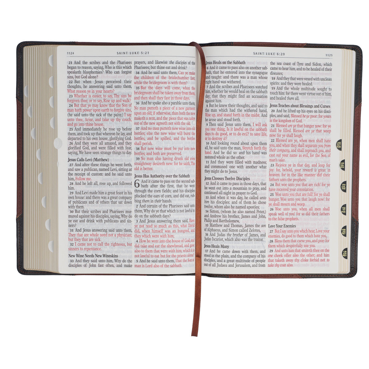 Tawny and Dark Brown Genuine Leather Giant Print King James Version Bible with Thumb Index - The Christian Gift Company