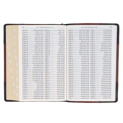 Tawny and Dark Brown Genuine Leather Giant Print King James Version Bible with Thumb Index - The Christian Gift Company