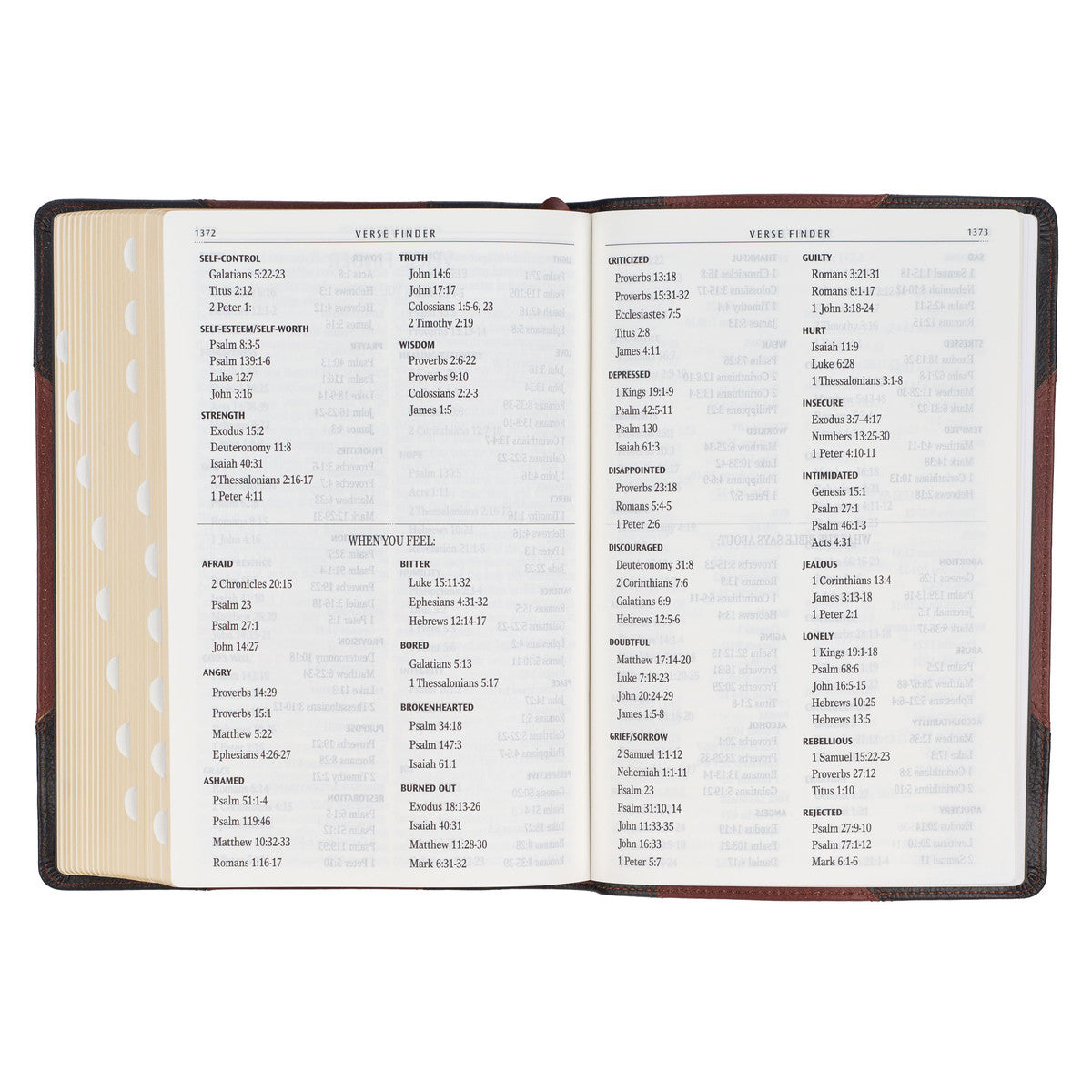 Tawny and Dark Brown Genuine Leather Giant Print King James Version Bible with Thumb Index - The Christian Gift Company