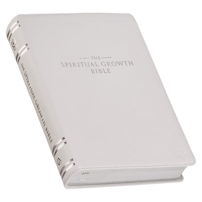 White Full Grain Leather Spiritual Growth Bible - The Christian Gift Company