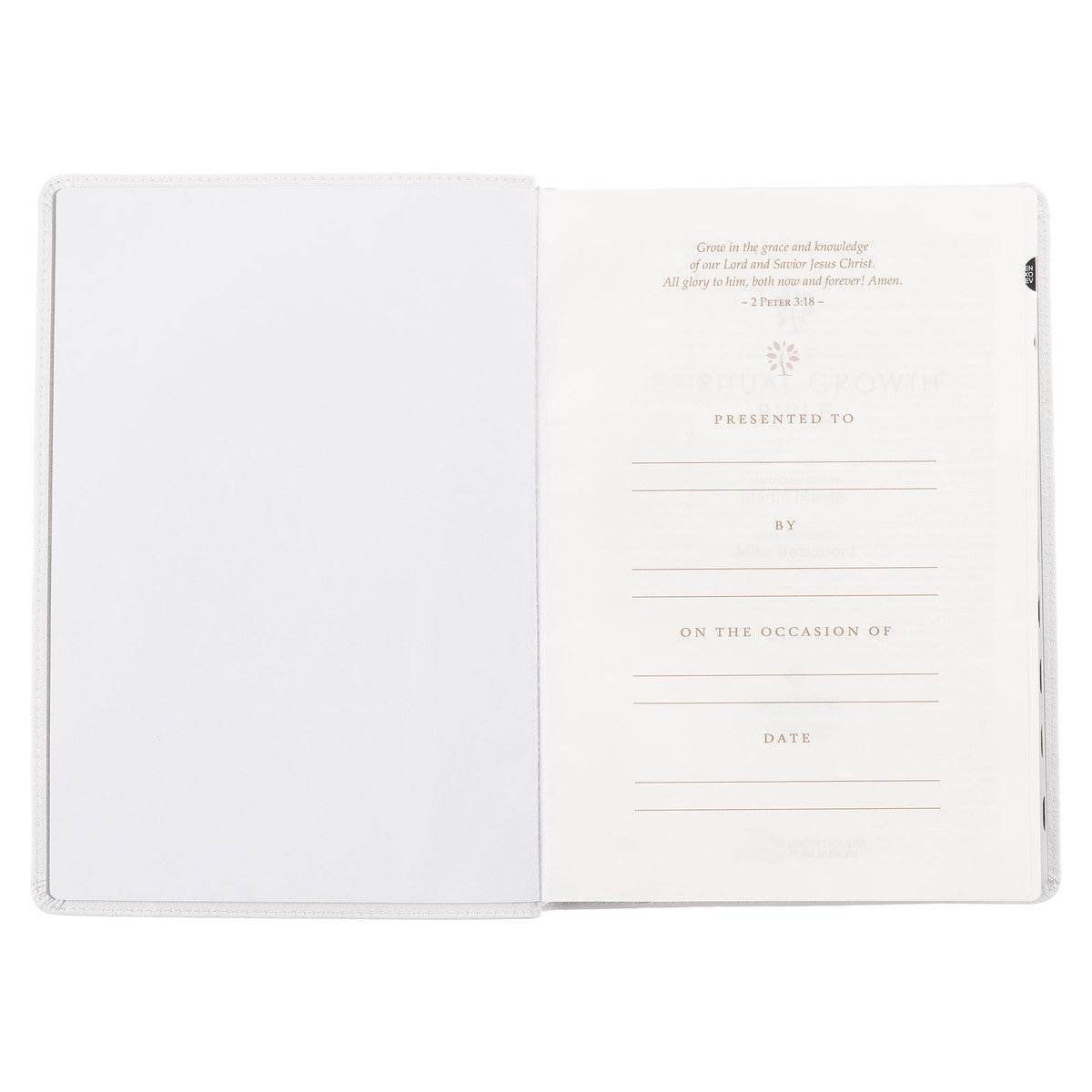 White Full Grain Leather Spiritual Growth Bible - The Christian Gift Company