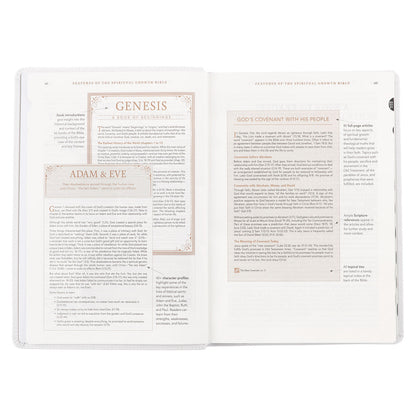 White Full Grain Leather Spiritual Growth Bible - The Christian Gift Company