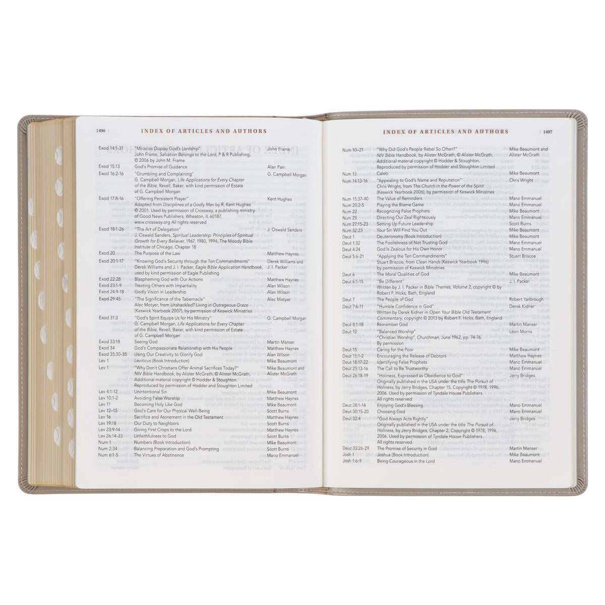 Embroidered Taupe Faux Leather Spiritual Growth Bible - The Christian Gift Company